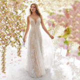 Slutty Wedding Dress Fashionable V-neck Sleeveless Lace Wedding Dress