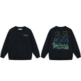 Off OW White Sweatshirt Green drawing lines