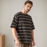 Men T Shirts Vintage Stripe Short Sleeve T-shirt