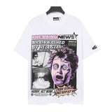 Men's t-shirt, hip-hop print, 100% cotton, printed, washed