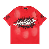 Men's short-sleeve t-shirt - washed print with hotfix rhinestones - premium cotton - high quality