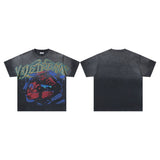 Valley t-shirt men's short-sleeved street printing hot diamond washed cotton