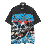 Godspeed men's short-sleeve t-shirt - washed print, hotfix rhinestone detail, streetwear style