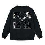 Off OW White Sweatshirt Oil painting of a girl playing the piano