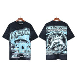 Men's short-sleeve t-shirt - washed print with hotfix rhinestones - premium cotton - high quality