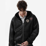 Unisex Down Jacket Winter Vintage Fleece Jacket Hooded Padded Jacket