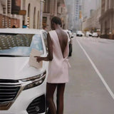 Women Dresses Winter Dress Sexy round Neck Backless Sleeveless Dress