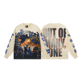 Men's long-sleeve t-shirt - washed print tee - 100% cotton