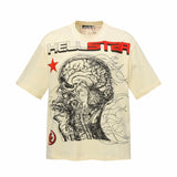 Men's t-shirt, hip-hop print, 100% cotton, printed, washed