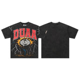 American retro print duaa washed cotton t-shirt