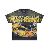 Valley t-shirt men's short-sleeved street printing hot diamond washed cotton