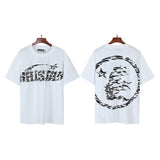 Men's short-sleeve t-shirt - washed print with hotfix rhinestones - premium cotton - high quality