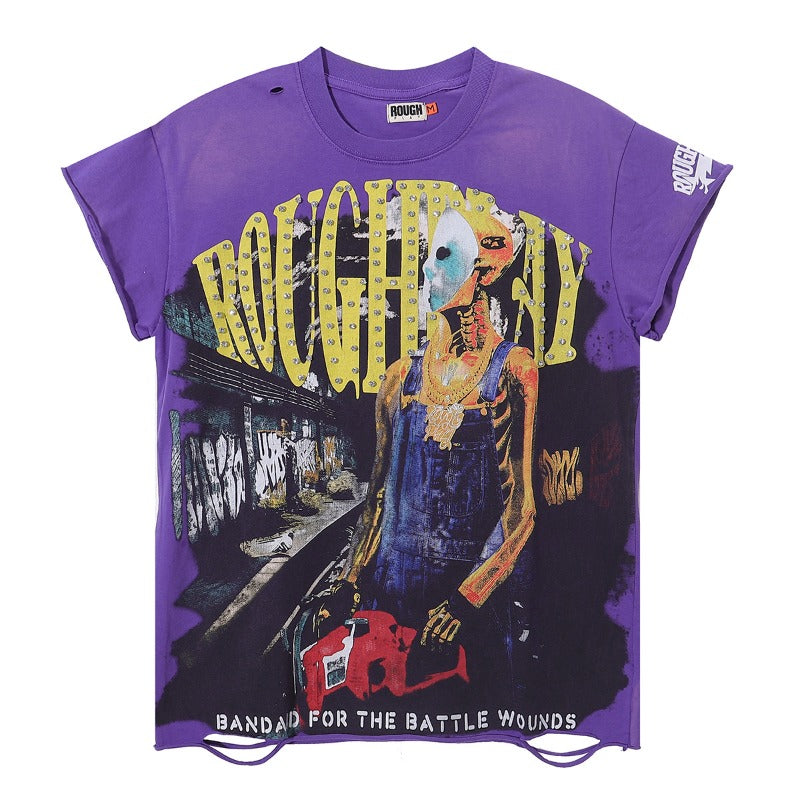 American rough play retro print 100% cotton t-shirt