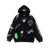 Hip-hop hoodie american high street hell graffiti letter cartoon pattern printingloosecasual hooded sweatshirt hoodie
