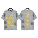 Men's t-shirt, hip-hop print, 100% cotton, printed, washed
