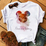 2024Plant Feather Print T-shirt Fashion Cartoon Plant Feather Print Women's Short Sleeve