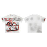 Valley t-shirt men's short-sleeved street printing hot diamond washed cotton