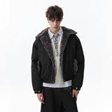 Unisex Down Jacket Winter Vintage Fleece Collar