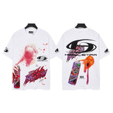 Men's t-shirt short sleeve hot diamond printing g pure cotton hip hop street printing