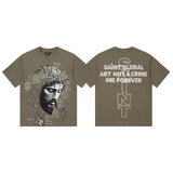Men's t-shirt short sleeve hip hop printing g pure cotton printing hot diamond