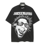 Men's t-shirt short-sleeved washed hot diamond printing g pure cotton hip hop street printing
