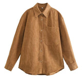 Women T-Shirt Shirt Lapel Casual Cardigan Loose Top