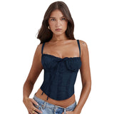 Women's top: amazon cross-border summer lace patchwork tie-up sexy european and american style top, hot girl camisole tank top for women