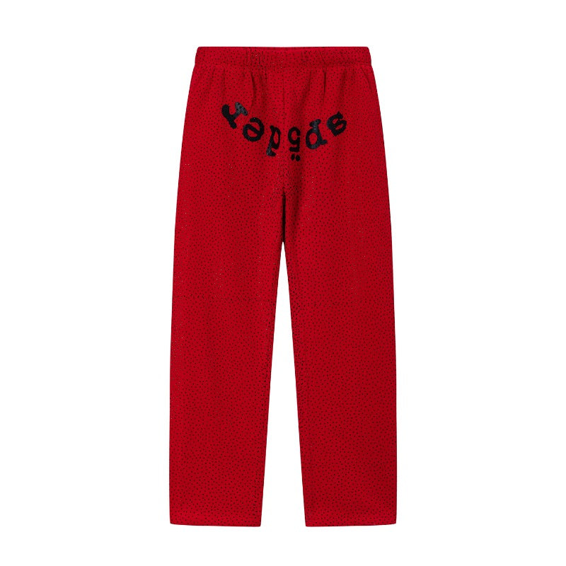 Hip-hop pants american high street pants fleece-linedloose full body hot diamond straight pants sweatpants casual sweatpants