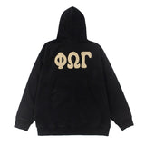 Hip-hop hoodie american letter symbol foam fleece-lined zipper hooded sweatshirtloosecasual hoodieoutwear