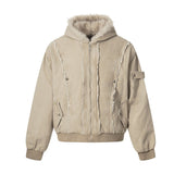 Unisex Down Jacket Men's Winter Warm Plush Brimmed Hooded Jacket