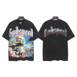 Godspeed men's short-sleeve t-shirt - washed print, hotfix rhinestone detail, streetwear style