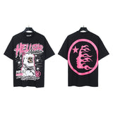 Men's short-sleeve t-shirt - washed print with hotfix rhinestones - premium cotton - high quality