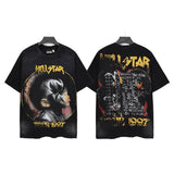 Men's t-shirt short sleeve hot diamond printing g pure cotton hip hop street printing