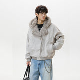 Unisex Down Jacket Winter Fleece Collar Fleece Jacket