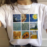 2024Plant Feather Print T-shirt Fashion Cartoon Plant Feather Print Women's Short Sleeve