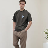 Men T Shirts Washed Letters Flocking