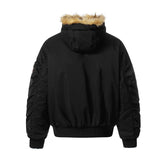 Unisex Down Jacket Men's Winter Fur Collar Leopard Print Fleece Padded Jacket