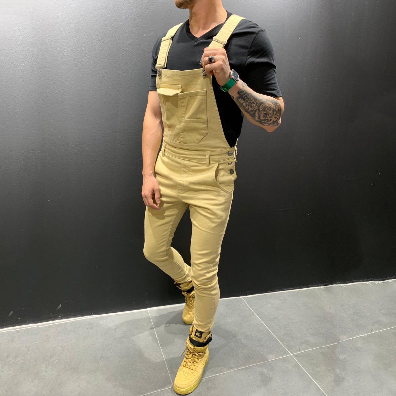 Men Pant Loose-Fitting Overalls Men's Pants Retro Men's Overalls