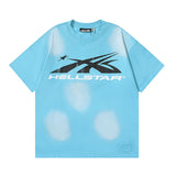 Men's short-sleeve t-shirt - washed print with hotfix rhinestones - premium cotton - high quality