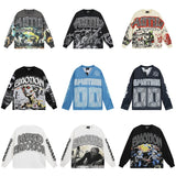 Long-sleeve t-shirt for men - rhinestone print, 100% cotton, hip-hop streetwear
