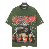 Washed and hot-drilled men's t-shirt short-sleeved g pure cotton hip hop street