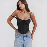 Women's top: amazon cross-border summer lace patchwork tie-up sexy european and american style top, hot girl camisole tank top for women