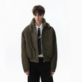 Unisex Down Jacket Men's Winter Fur Collar Vintage Padded Jacket