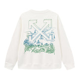 Off OW White Sweatshirt Green drawing lines