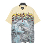 Men's youth t-shirt with rhinestone print, 100% cotton, american retro style