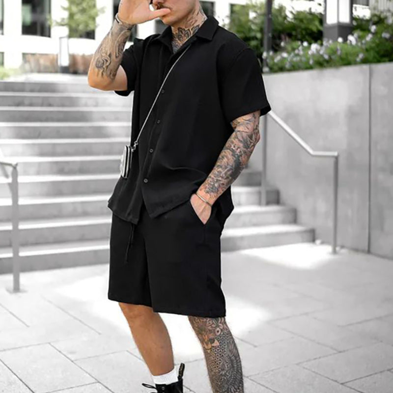 Men Co-Ords Men's Casual and Comfortable Polo Short Sleeve Shorts Suit