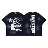 Men's short-sleeve t-shirt - washed print with hotfix rhinestones - premium cotton - high quality