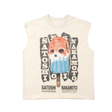 Hip hop tank top high street hip hop street retro washed distressed melted popsicle waistcoat loose vest sweatshirt