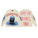Men's long-sleeve t-shirt - washed print tee - 100% cotton