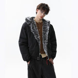 Unisex Down Jacket Men's Winter Warm Padded Plush Collar Padded Jacket